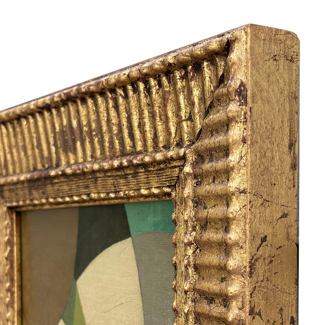 Contemporary Green and Brown Abstract Oil Painting in Vintage Frame For Sale In New York - Image 6 of 6