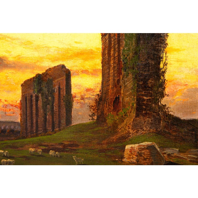 Italian Landscape Painting “View of Roman Campagna Ruins” by Hermann Corrodi For Sale - Image 10 of 18