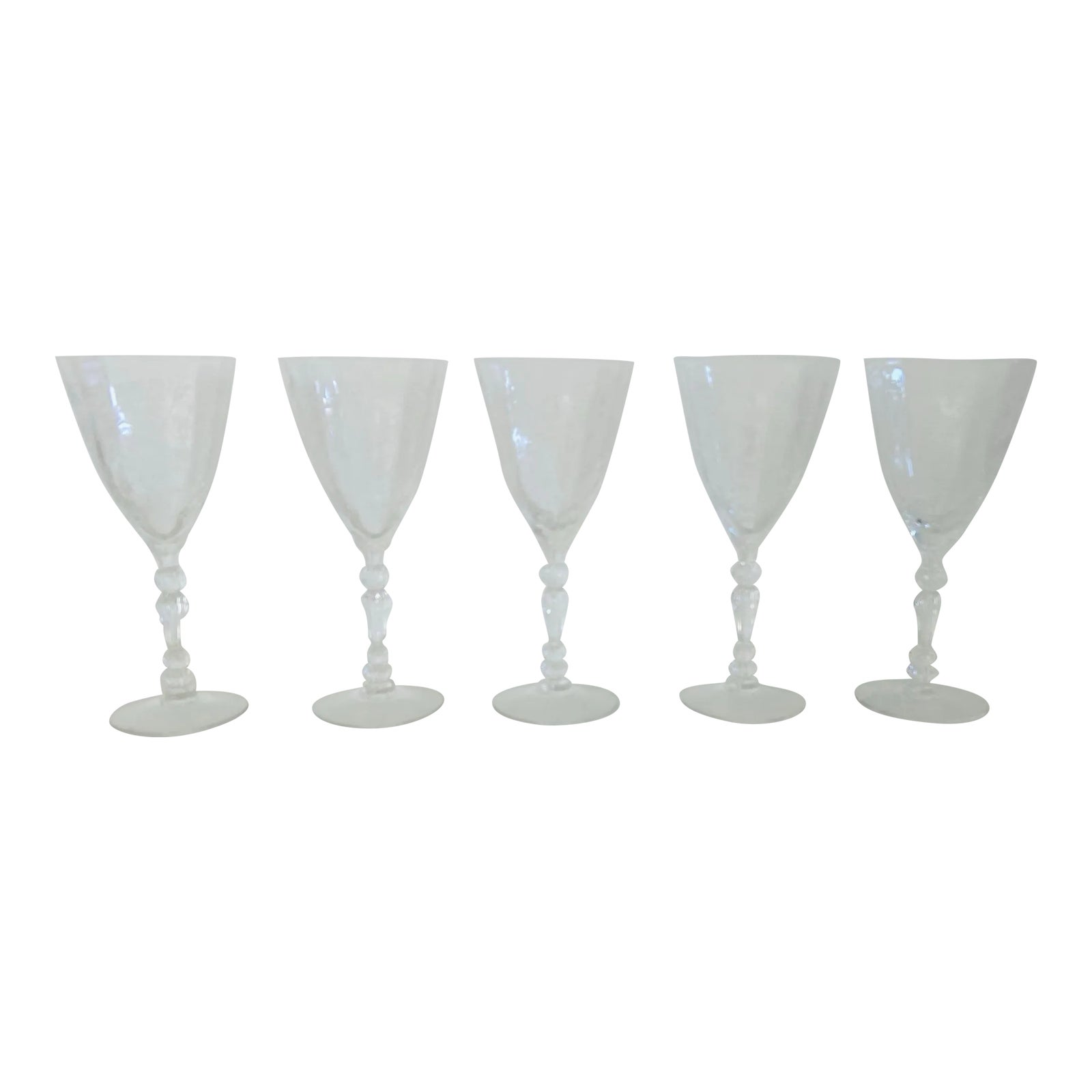 1950s Vintage Floral Crystal Fostoria Chintz Pattern Wine Glasses