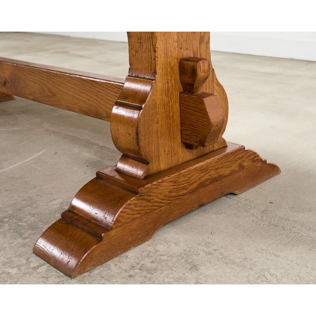 Country French Provincial Oak Farmhouse Trestle Dining Table 8 Ft For Sale - Image 13 of 18