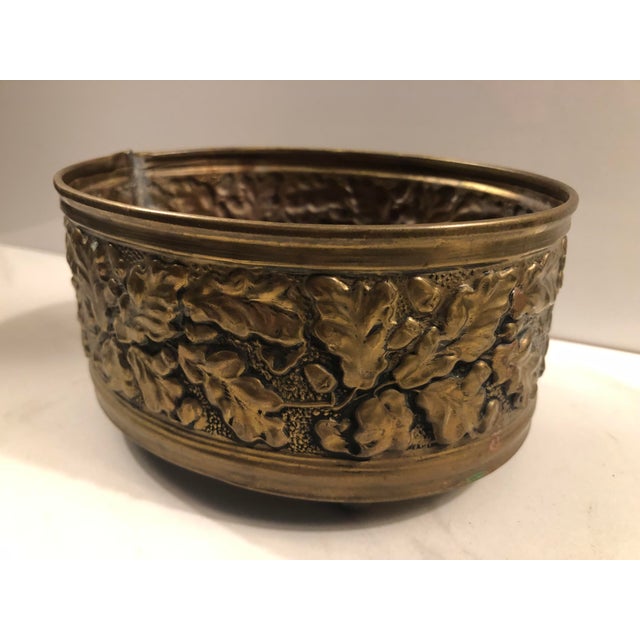 1950s English Oak Leaf Brass Planter, Footed For Sale - Image 4 of 11