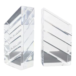 1980s Faceted Lucite Bookends by Ritts Co. Of Los Angeles