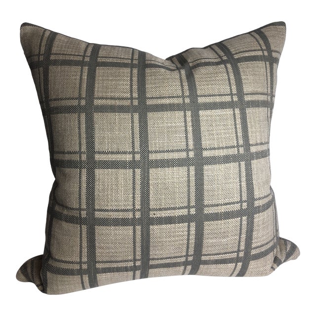 Donghia Modern Plaid Fabric Pillow Cover For Sale