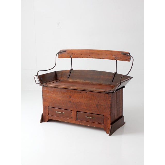 Farmhouse Antique Buggy Seat Storage Bench For Sale - Image 3 of 15