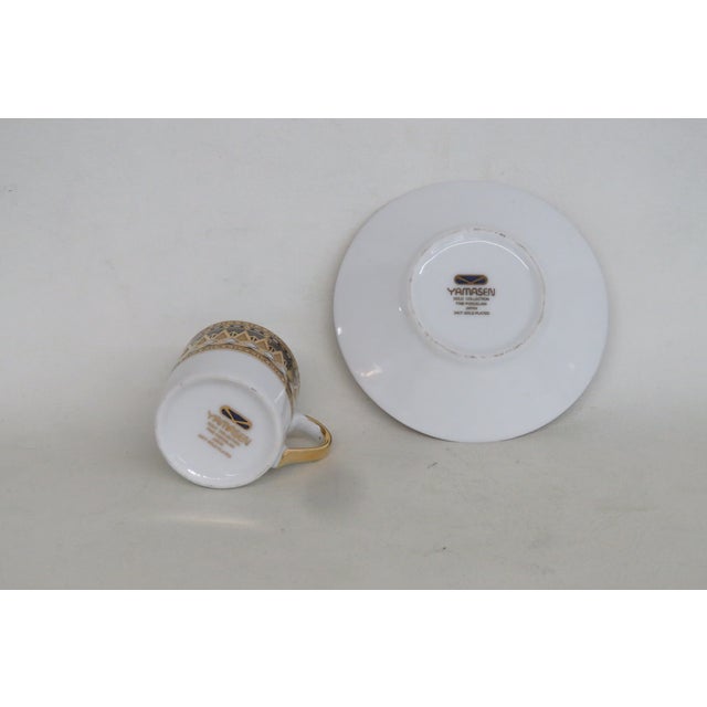 Late 20th Century Yamasen Japan Fine Porcelain Espresso Cup and Saucer 2pc Set Gold Plated For Sale In Miami - Image 6 of 12