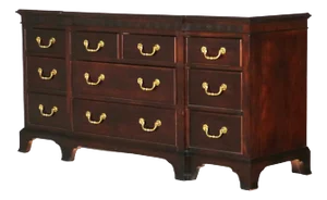 Chippendale Style Century Mahogany Ten Drawer Dresser with Bracket Feet 20th Century