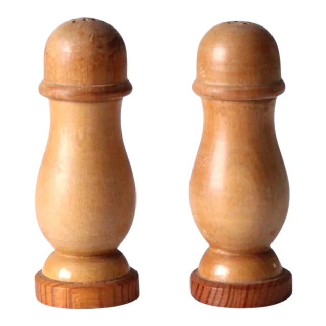 Vintage Wooden Salt and Pepper Shakers For Sale
