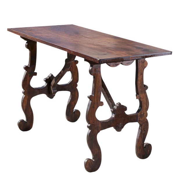 Goat-Shaped Side Table with Lyre-Shaped Feet in Solid Walnut For Sale