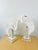 Vintage 1980s Pair of Tessellated Stone Bird Statues stylized bird figures creamy off white tessellated stone brass...