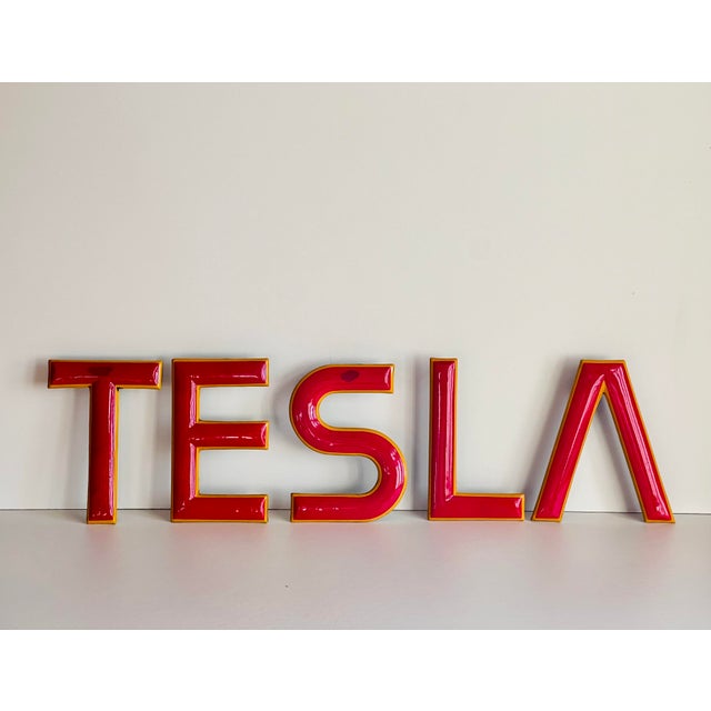Industrial Letter Sign from Tesla, Set of 5 For Sale - Image 11 of 16