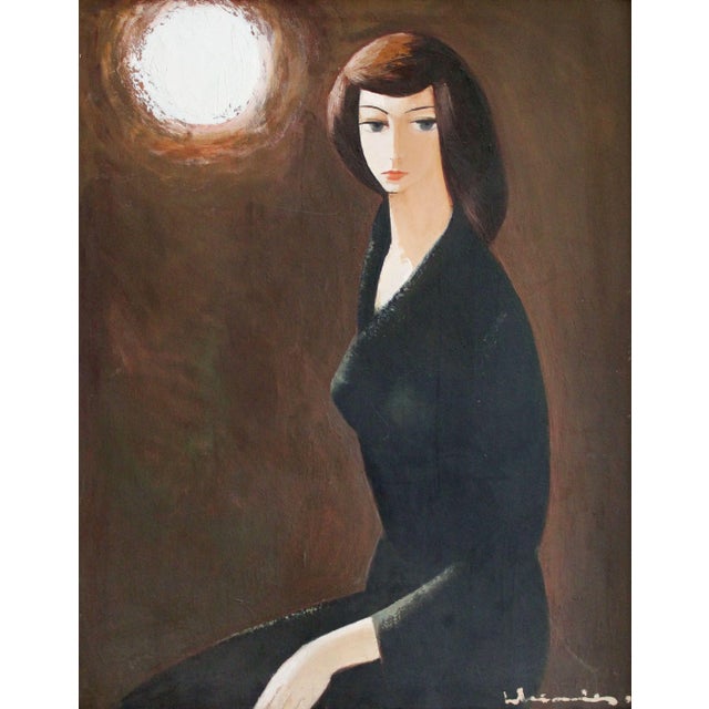 Beige Laimdots Murnieks, Daughter's Portrait, Oil on Cardboard For Sale - Image 8 of 8