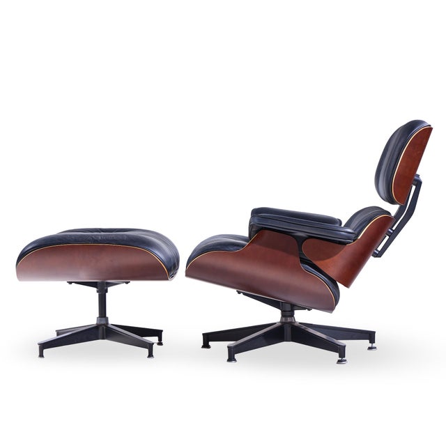 Herman Miller Charles and Ray Eames for Herman Miller Mid Century Eames Chair and Ottoman For Sale - Image 4 of 11