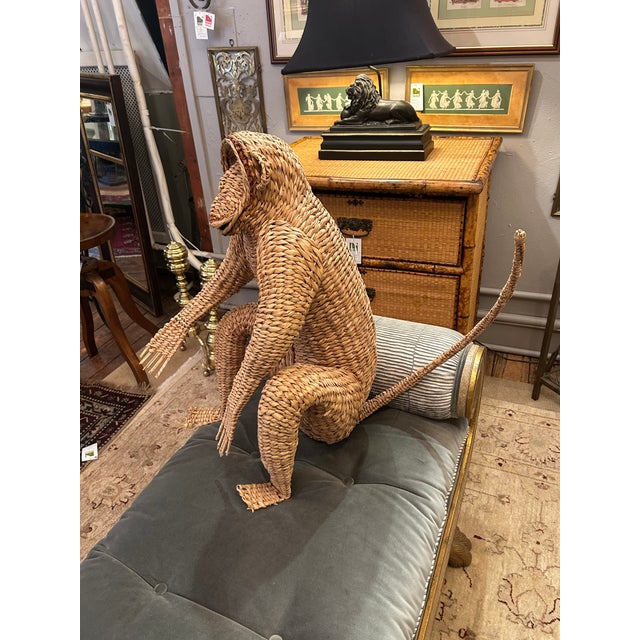 Mario Lopez Torres Water Hyacinth Woven Rattan Designer Monkey Sculpture Attributed to Mario Lopez Torres For Sale - Image 4 of 13