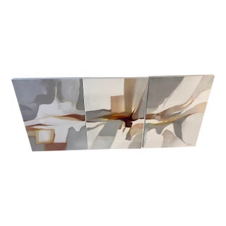 R. Lawson “Interlude” Vintage Abstract Triptych Painting For Sale