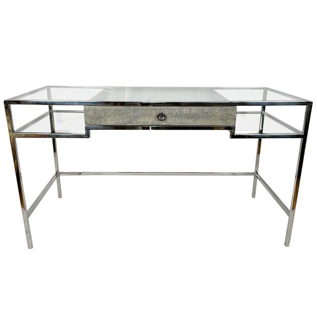 Contemporary Theodore Alexander Tintagel Desk Blue Mottled Eggshell For Sale - Image 3 of 9