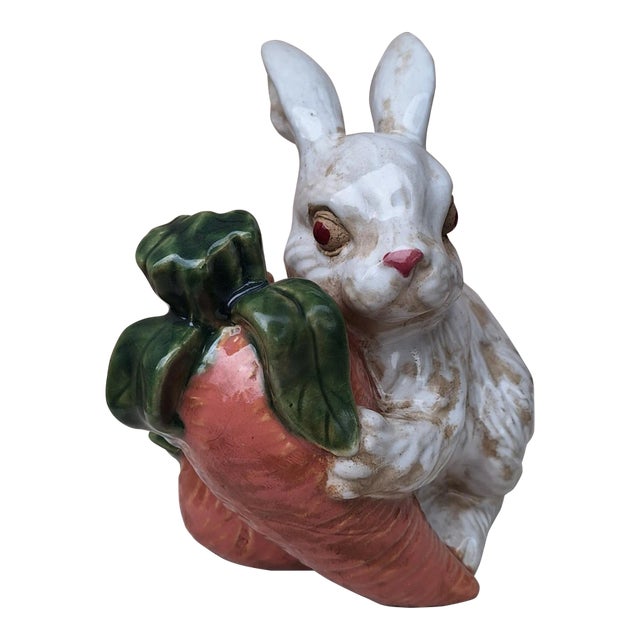 Vintage Italian Painted & Glazed Rabbit Figure - Made in Italy For Sale