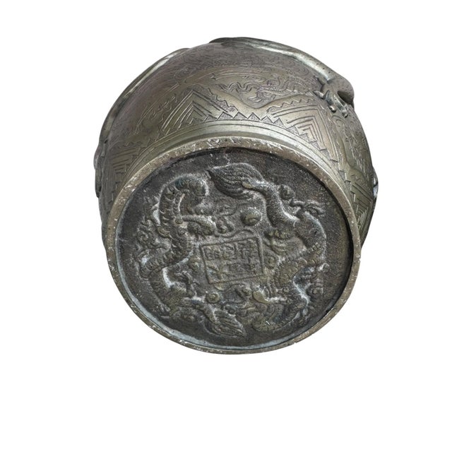 Antique Signed Asian Bronze Dragon Vase - Pair For Sale In Chicago - Image 6 of 9