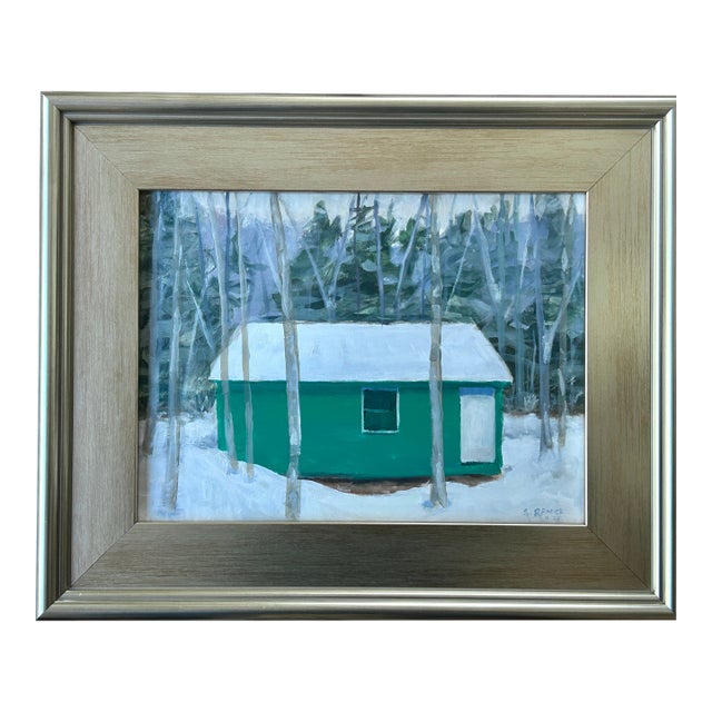 Contemporary Framed Winter Landscape Painting, Greenery, by Stephen Remick For Sale