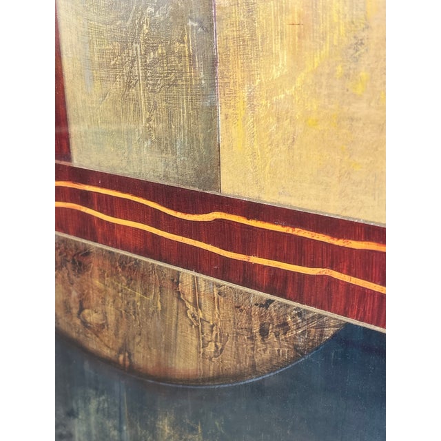 Mid 20th Century Mid 20th Century Modernist Multicolor Geometric Framed Print, Signed For Sale - Image 5 of 12