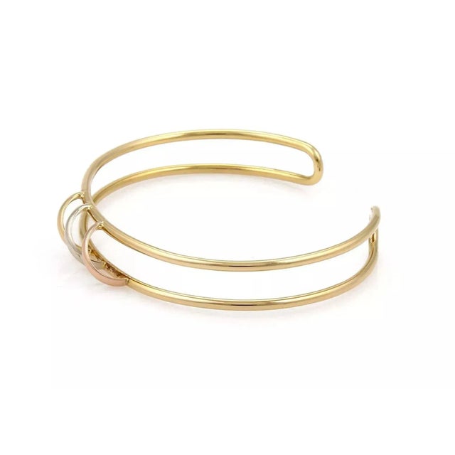 Contemporary Late 20th Century 22087 - Cartier Trinity 18k Tri-Color Gold Open Double Wire Cuff Bracelet With Paper For Sale - Image 3 of 7