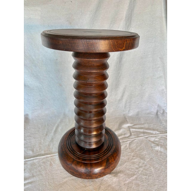 20th Century French Walnut Pedestal Side Table in the Style of Charles Dudouyt For Sale - Image 14 of 14