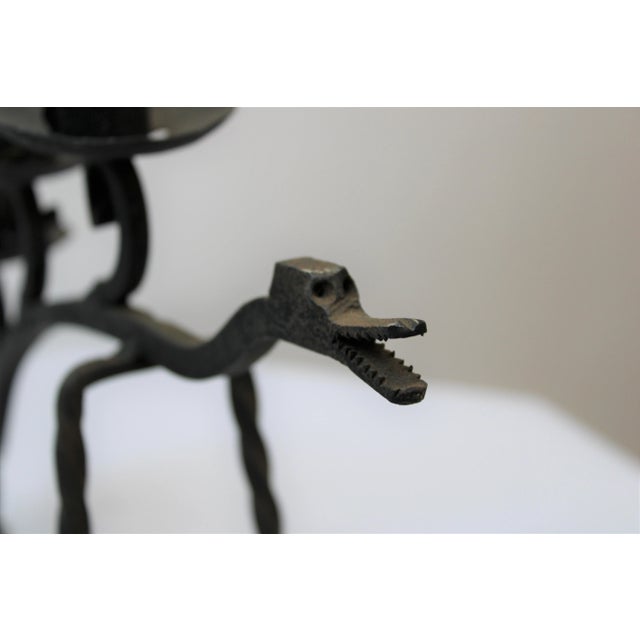 C. 20th Century Pair of Iron Animal Figure Candle Holders Made in France.