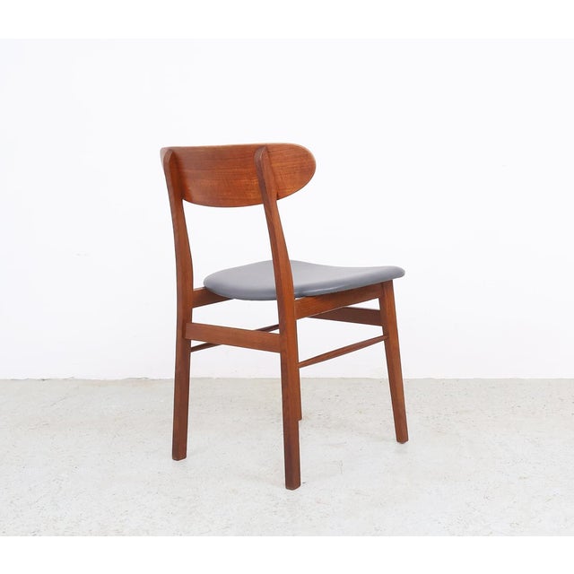 Wood Teak Chairs with Grey Faux Leather from Farstrup Møbler, 1960s, Set of 4 For Sale - Image 7 of 13