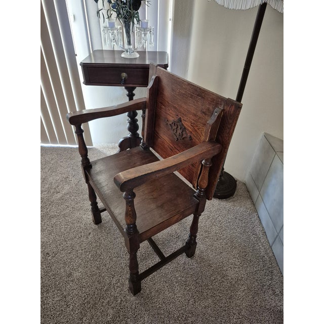 Jacobean Early 20th Century Jacobean Wainscot Chair Monk's Table For Sale - Image 3 of 8