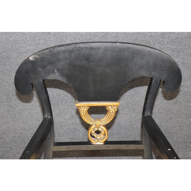 Set 4 Regency Style Ebonized& Gold 1960's Armchairs For Sale - Image 9 of 13
