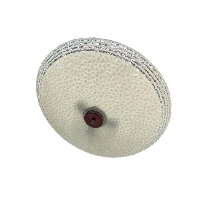 Wood Large Vintage Flush Mount in Teak and Glass, 1960s For Sale - Image 7 of 11