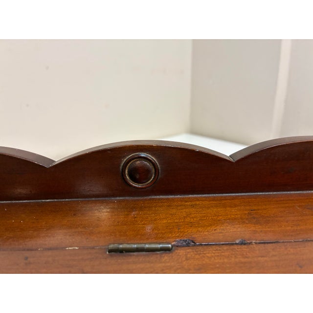 Antique Mahogany Wood Dresser Box - Serpentine Crest & Finials - 28” English For Sale - Image 9 of 12