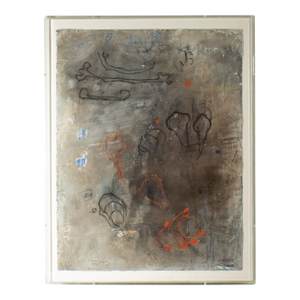 1990 “Structure Series #15” Mixed Media Painting by Susan Laufer