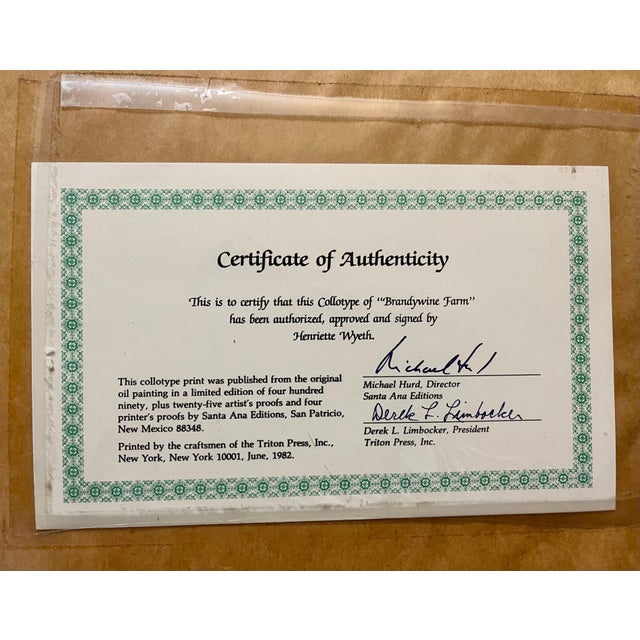 1980s Henriette Wyeth, Brandywine Farm Collotype Lithograph Hand Signed Henriette Wyeth Americana Art, 1982 For Sale - Image 5 of 7