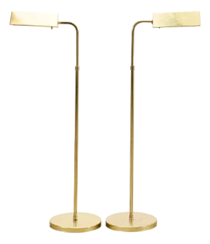 Mid 20th Century Pair of Mid-Century Modern Brass Adjustable Pharmacy Floor Lamps