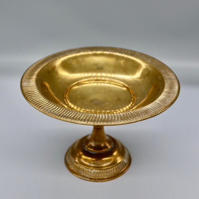 Brass Antique Italian Brass Pedestal Tazza — Gadroon Rim Compote, Early 20th Century For Sale - Image 8 of 9