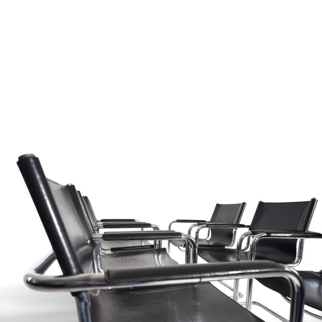 Visitor Chairs in Leather and Chrome by Mart Stam and Marcel Breuer for Matteo Grassi, 1970, Set of 6 For Sale - Image 6 of 18
