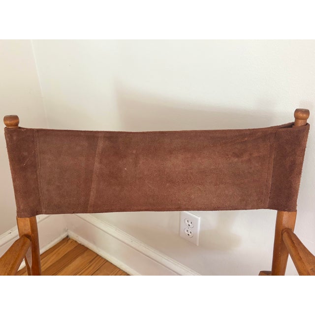 1980s American Suede Directors or Campaign X-Chair For Sale - Image 9 of 10