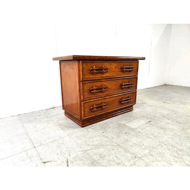 Vintage Bamboo Chest of Drawers from Maugrion, 1970s For Sale - Image 4 of 12