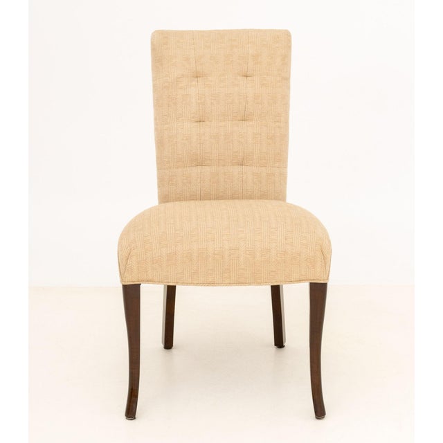Set of Eight John Boone Tufted Beige Fabric Upholstered Dining Chairs For Sale - Image 13 of 17