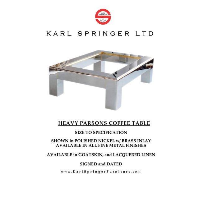 5 Foot Square Brass and Copper Heavy Parson Coffee Table by Karl Springer For Sale - Image 9 of 9