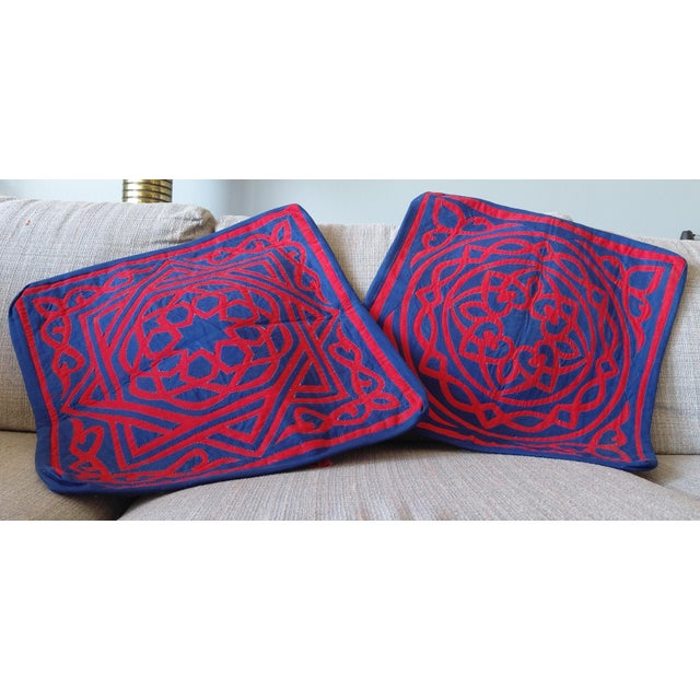 Pair Applique Throw Pillow Covers For Sale - Image 10 of 10