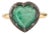 Georgian Era Inspired Button Back Set 2.37 Ct Emerald Heart Ring Size 5 in 18k Gold For Sale