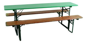 Vintage German Painted Beer Table & Benches, Set of 3