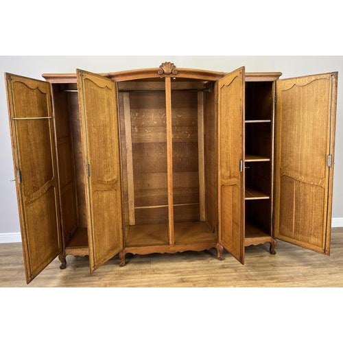 Vintage French Louis XVI Style Carved Oak 4-Door Armoire For Sale - Image 11 of 13