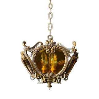 Vintage Brass and Glass Pendant Light, 1960s For Sale