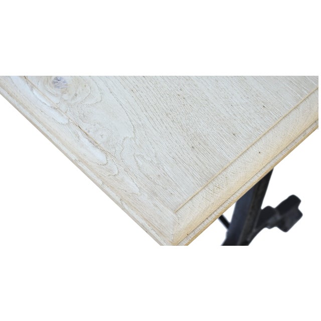 Black Matthew Izzo Home Avignon Lightly Distressed Whitewashed Oak and Cast Iron Bistro Table - Rectangular For Sale - Image 8 of 9