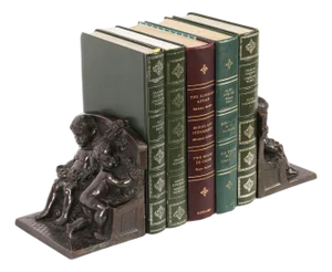 Antique Bronze Classical Cupid Bookends, 1800s, Set of 2