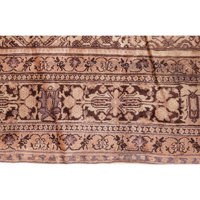 Fine Antique Indian Amritsar Brown Carpet For Sale - Image 4 of 10