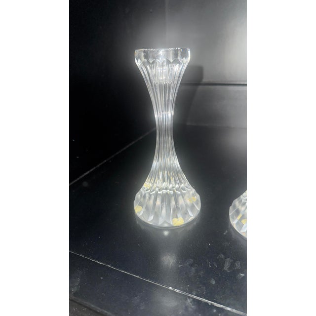 Baccarat Baccarat "Massena" Clear Lead Crystal 6" Candlestick Holders - A Pair For Sale - Image 4 of 4