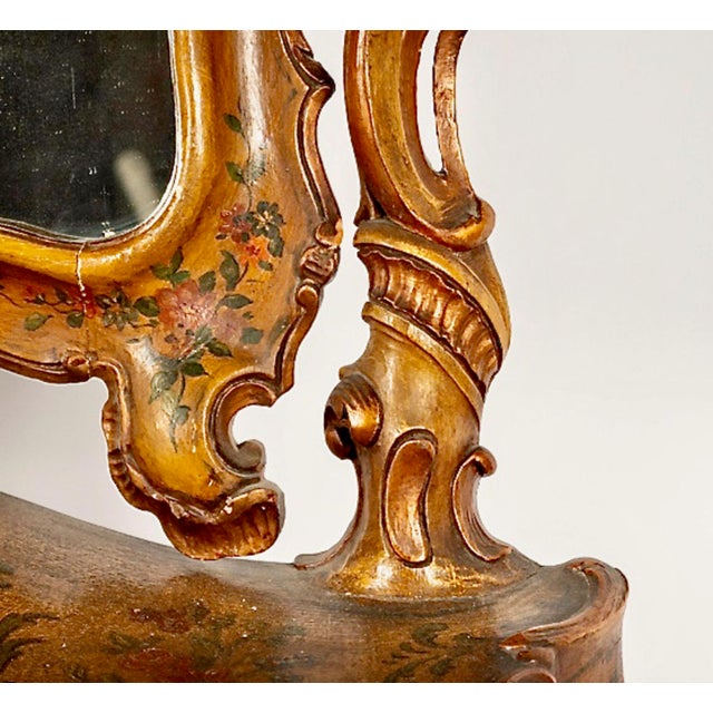 Venetian Carved and Painted Vanity Mirror For Sale - Image 9 of 16